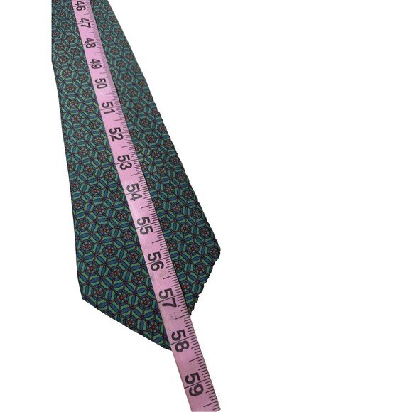 Hermes Silk Tie Style 7149 HA Green Blue Red Geometric - Picture 8 of 10